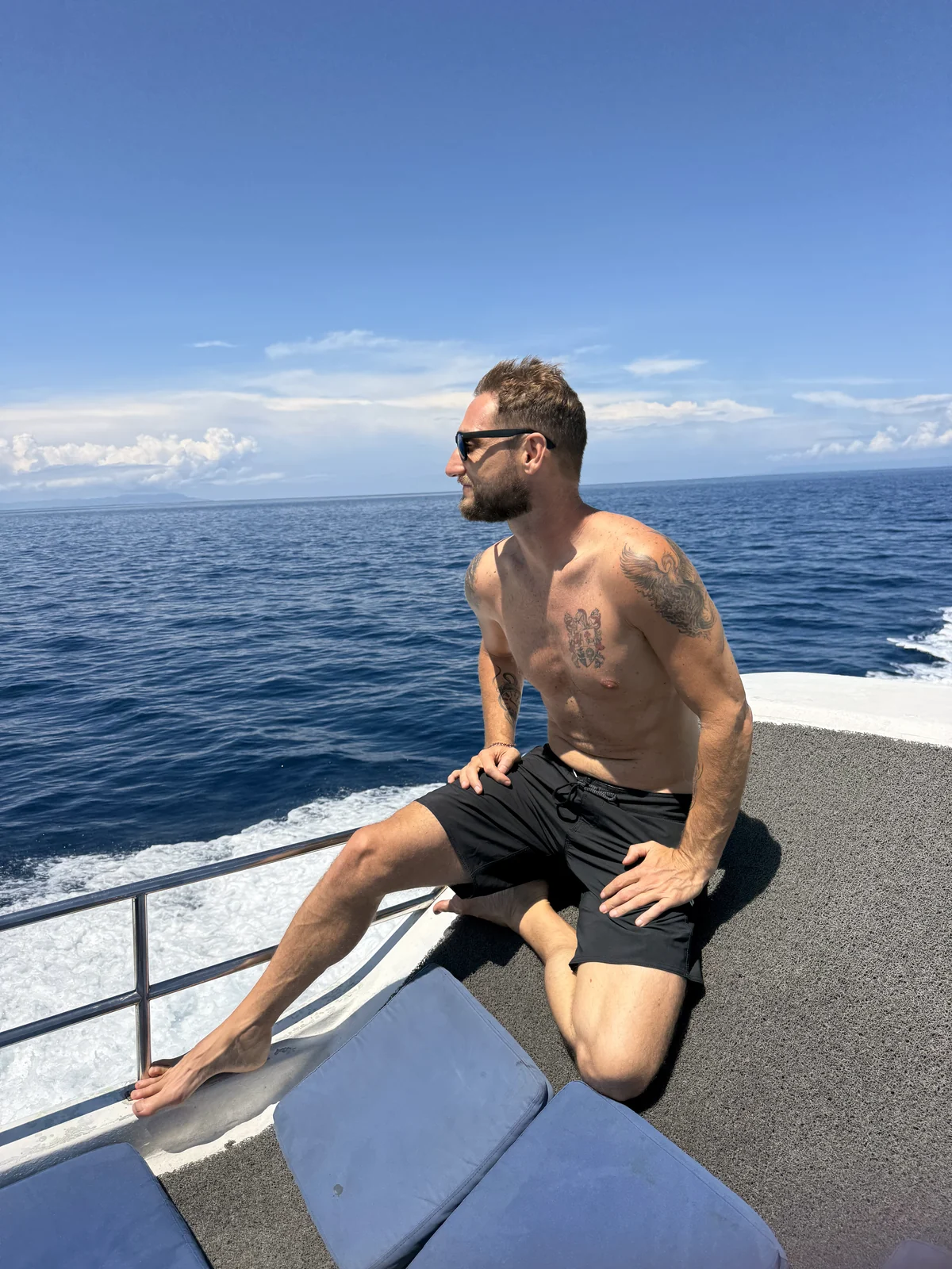 The distance isn't the problem. What each of you does with the distance is. | Sitting on a boat deck looking out at open ocean, on space and closeness in relationships, Love Unlocked.